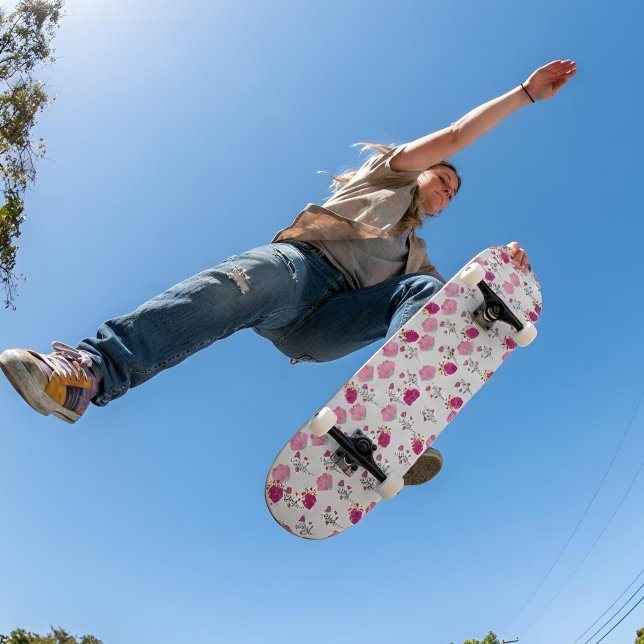 Pink Flowers Pattern Skateboard (Von Creator hochgeladen)