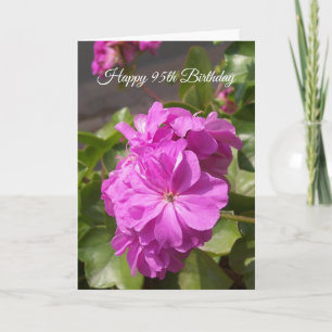 Pink Flowers Personalised 95th Birthday Karte