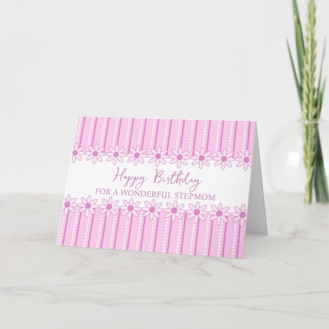 Pink Flowers StepMom Carte d'anniversaire (Devant)