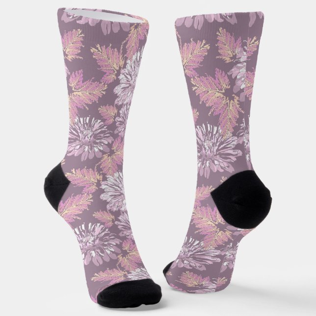 Pink flowers, watercolor, retro socken (Gewinkelt)