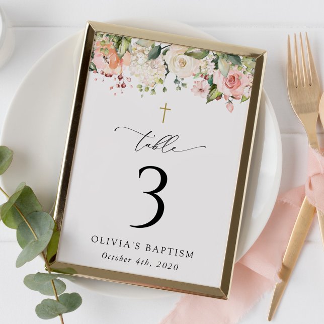 Pink Flowers, White Flowers, Baptism Table Numbers Tischnummer (Von Creator hochgeladen)