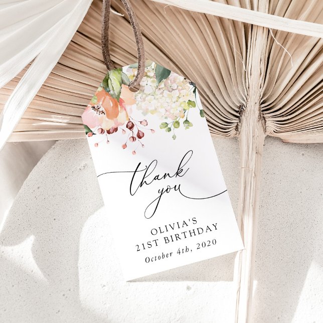 Pink Flowers, White Flowers, Boho, Birthday Geschenkanhänger (Von Creator hochgeladen)