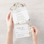 Pink Flowers, White Flowers, Boho, Sweet 16 All In One Einladung<br><div class="desc">Invite friends and family in style and set the tone for your special day with this charming birthday invitation. Design features pink and white watercolor flowers and greenery on white background.</div>