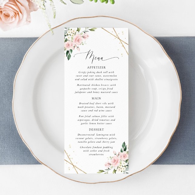 Pink Flowers, White Flowers, Boho, Wedding Menu (Créateur téléchargé)
