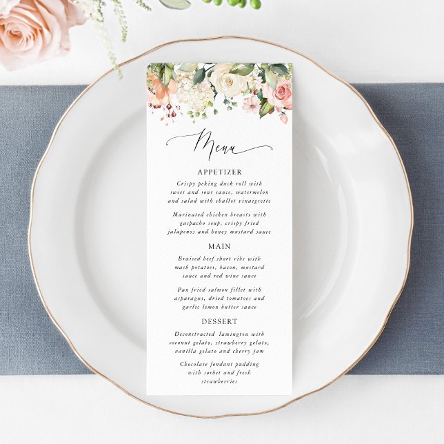 Pink Flowers, White Flowers, Boho, Wedding Menu (Créateur téléchargé)