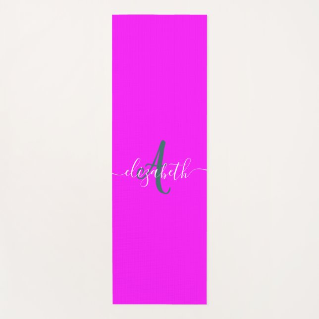 Pink Fluorescent Neon Monogram Yogamatte (Vorderseite)