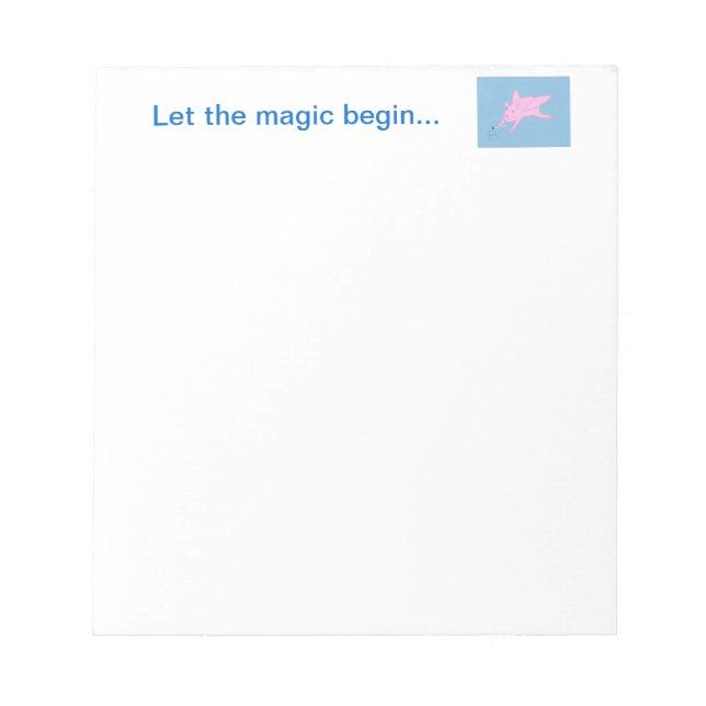 Pink Flying Pig Blaue Stars Notepad Notizblock (Vorderseite)