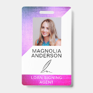 Pink Foil Notarielle Kreditsignieragentur Feder Ausweis