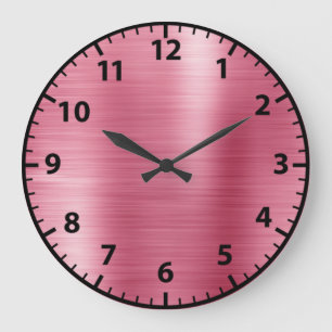 Pink Foil Rose Gold Glam Girl Acrylic Wall Clock Große Wanduhr