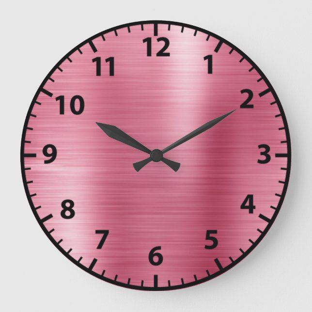 Pink Foil Rose Gold Glam Girl Acrylic Wall Clock Große Wanduhr (Vorderseite)