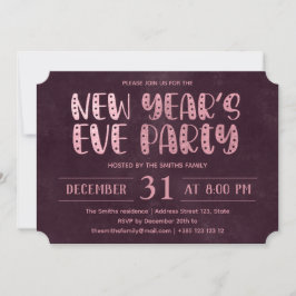 Pink Foil Texture New Year's Party Einladung