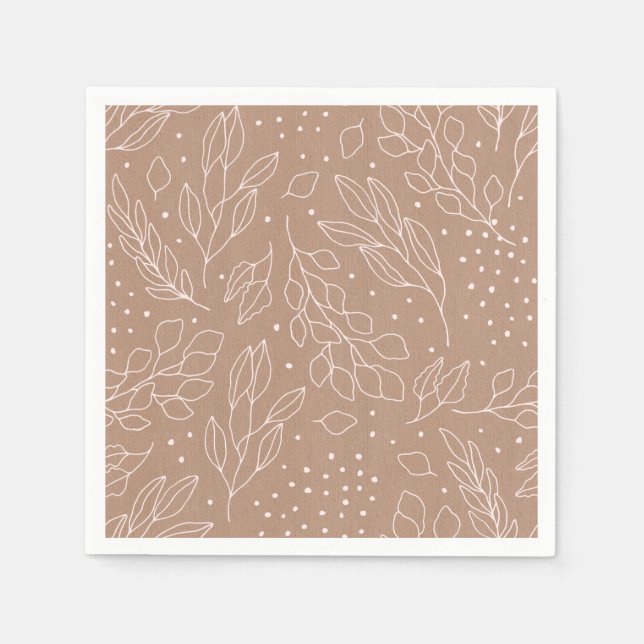 Pink Foliage und Berries über das Kraftpapier Napk Serviette (Vorderseite)