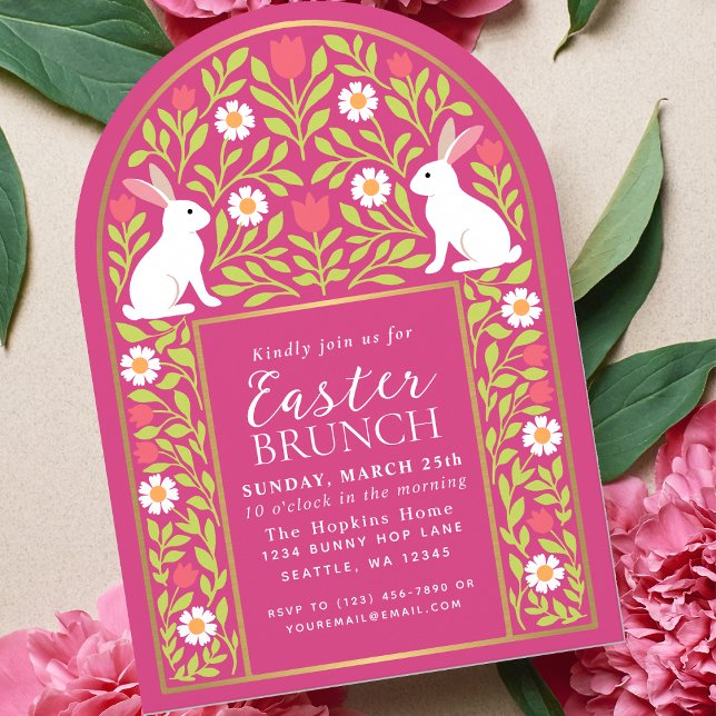 Pink Folk Art Easter Brunch Arch Invitation (Créateur téléchargé)