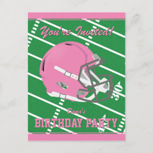 Pink Football Party Einladung Postcard - Bearbeitb
