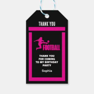 Pink Football Player Girl, Birthday Girl Team Geschenkanhänger