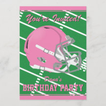 Pink Football Themed Party Einladung - Editable