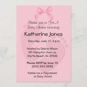 Pink Footprints Baby Shower Einladungen