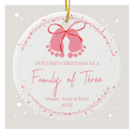 Pink Footprints Festive Winter Design Muster Keramik Ornament