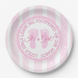 Pink Footprints Girl Baby Shooting Paper Teller