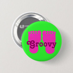 Pink Footprints Groovy Button