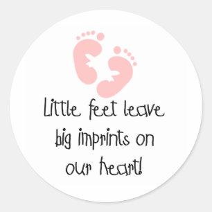 Pink Footprints Little Feet Big Impressum Runder Aufkleber