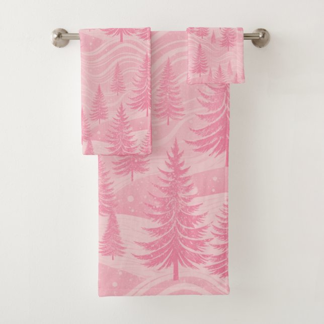 Pink Forest Christmas Badhandtuch Set (Insitu)
