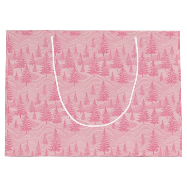 Pink Forest Christmas Große Geschenktüte (Vorderseite)