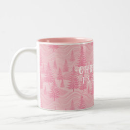Pink Forest Christmas Zweifarbige Tasse