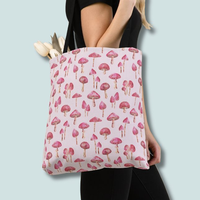 Pink Forest Mushroom-Muster Tasche (pink mushroom pattern tote bag)
