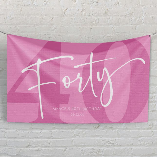 Pink Forty 40th Fortieth Birthday Party Banner (Von Creator hochgeladen)