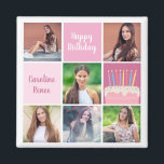 Pink Foto Collage Custom Women's Birthday Party Magnet<br><div class="desc">Hübsche Geburtstagsparty von Frauen bevorzugen Magnete mit einer 6 Bildvorlagenkollektion einer jungen Frau oder eines Teenagermädchens mit ihrem Namen auf den niedlichen rosa Plätzen neben einem schönen Geburtstagskuchen. Personalisierter,  geistlicher Geburtstagsmagnet.</div>