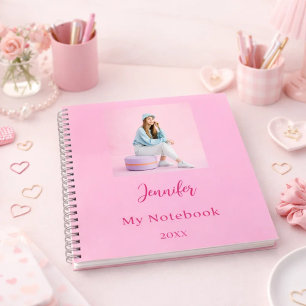 Pink-Foto-Namensskript Notizbuch