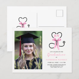 Pink Foto Nursing School Graduation Party Postkarte