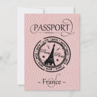 Pink France Passport Party Einladung