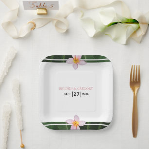 Pink Frangipani Plumeria Wedding Pappteller