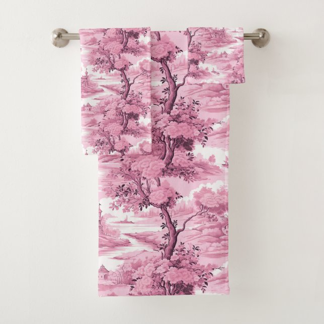 Pink French Country Tree Badhandtuch Set (Insitu)