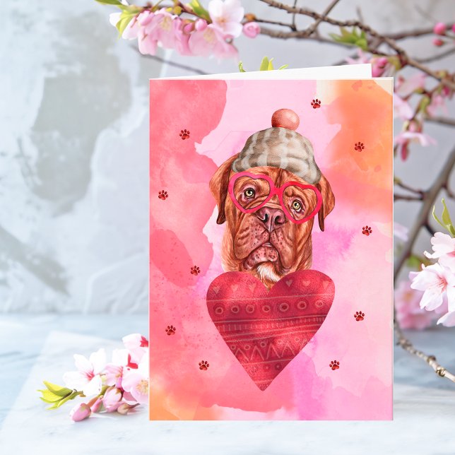 Pink French Mastiff Valentine's Day Gift Dog Card Karte (Von Creator hochgeladen)