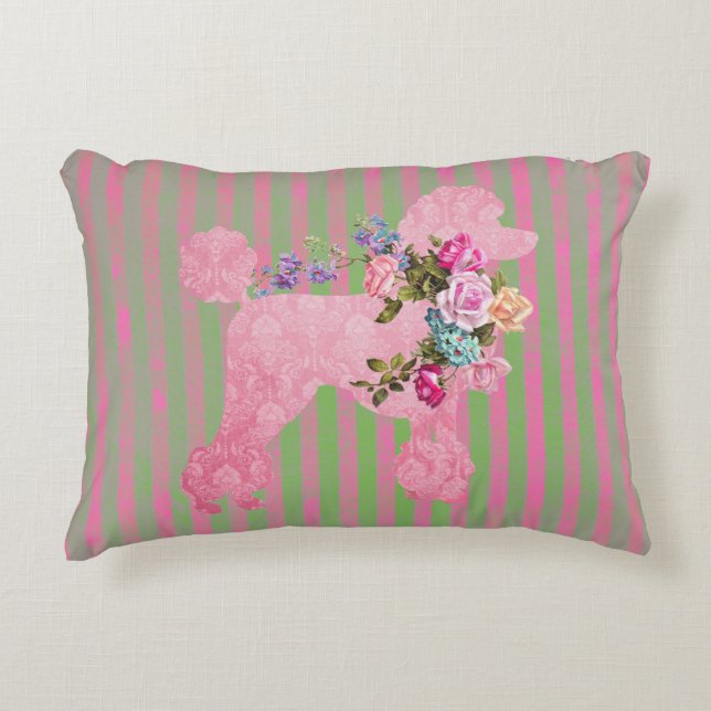Pink French Poodle Dekokissen (Vorderseite)