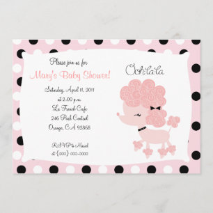 PINK FRENCH POODLE Ooh la 12x18 Baby Dusche Einladung