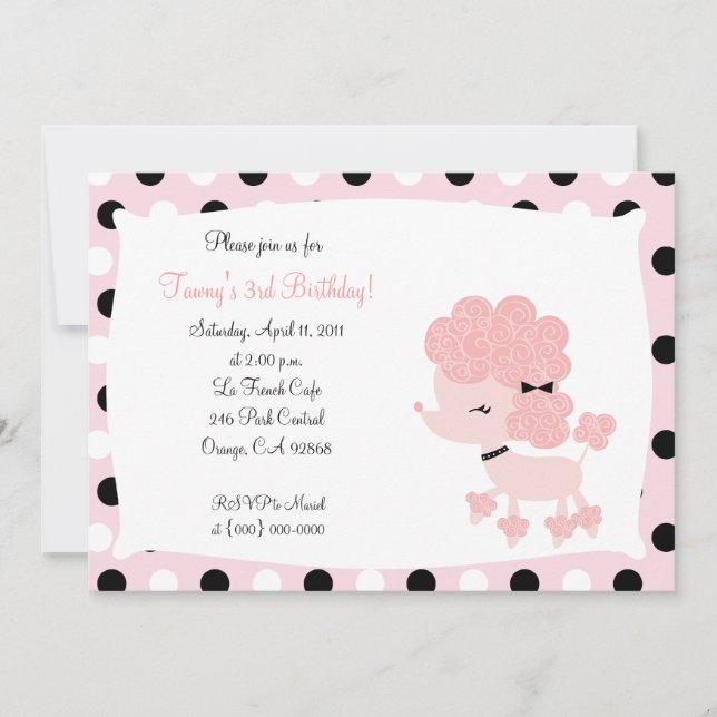 PINK FRENCH POODLE Ooh la 12x18 Birthday Einladung (Vorderseite)