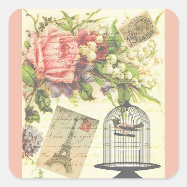 Pink French Thème Sticker Paris Vintage (Devant)