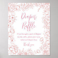 PINK FRENCH TOILE Windeln Raffle Baby Duschzeichen