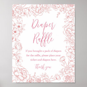 PINK FRENCH TOILE Windeln Raffle Baby Duschzeichen Poster