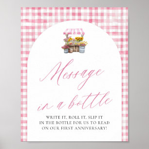 Pink Fresh off Market Message in einem Flaschenzei Poster