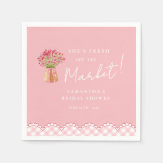 Pink fresh off the market arch bridal shower serviette