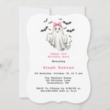 Pink Friendly Girl Ghost mit Fledermäusen Geburtst