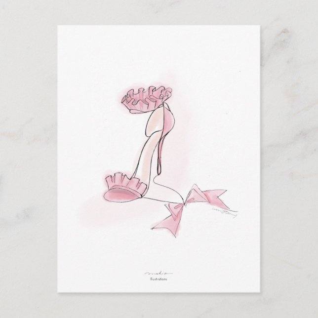Pink Frilled High Heels Illustration Postkarte (Vorderseite)