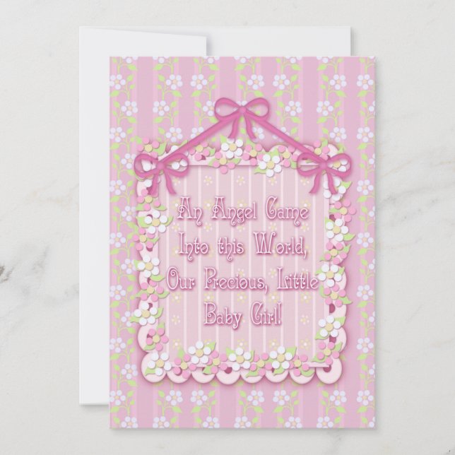 Pink Frilly Baby Girl Faire-part (Devant)