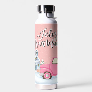 Pink Frohe Weihnachten Spanisch Trinkflasche