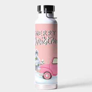 Pink Frohe Weihnachten Trinkflasche